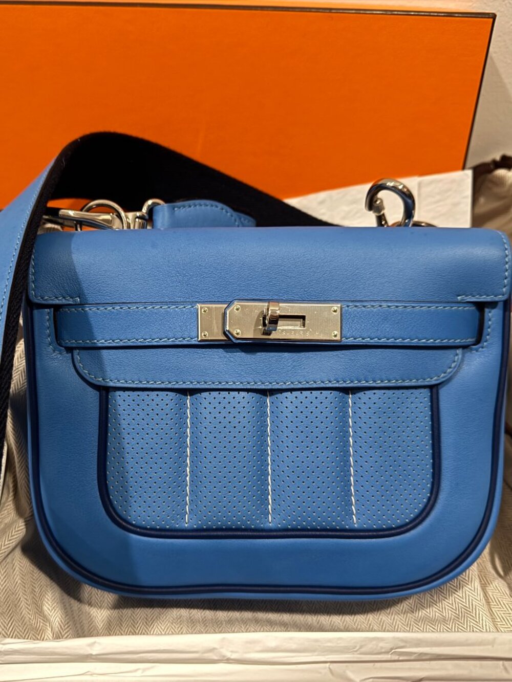 Hermes - Mini Berline Bag - Swift Leather Palladium Plated